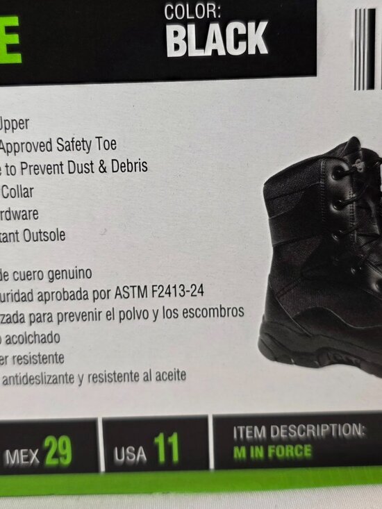 Interceptor Men\'s Black Leather Tactical Steel Toe Force Boots Size 11 NWT main image 6